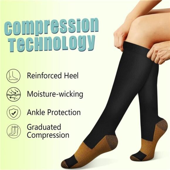 Copper Compression Socks For Men & Women Circulation 15-20 mmHg - Picture 5 of 7